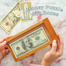 Load image into Gallery viewer, Hidden money gift: Wooden Puzzle Box- Hide your gift and see if they can open it using Hidden Compartments - Sliding Door
