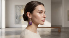 Load image into Gallery viewer, Real Flower Orchid Petal Earrings – Vibrant Round Blue Flower Botanical Jewelry Miscellaneous
