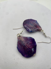 Load image into Gallery viewer, Real Flower Orchid Petal Earrings – Vibrant Purple Flower Botanical Jewelry
