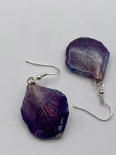 Load image into Gallery viewer, Real Flower Orchid Petal Earrings – Vibrant Purple Flower Botanical Jewelry

