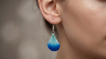 Load image into Gallery viewer, Real Flower Orchid Petal Earrings – Vibrant Blue Resin Botanical
