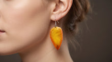 Load image into Gallery viewer, Real Orchid Petal Earrings – Vibrant Purple &amp; Blue Resin
