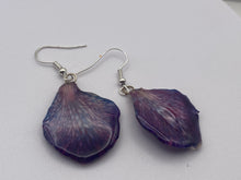 Load image into Gallery viewer, Real Flower Orchid Petal Earrings – Vibrant Purple Flower Botanical Jewelry
