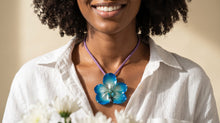 Load image into Gallery viewer, Orchid Flower Necklace Blue _100% natural Vanda Orchid plus necklace chord Van D1 R1
