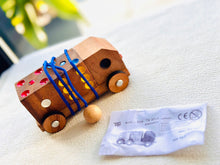 Load image into Gallery viewer, Toy wooden pull along pretend play toy truck with dice set
