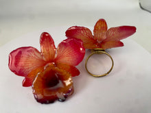 Load image into Gallery viewer, Real Orchid Flower Adjustable Ring – Handcrafted Preserved Pink Orchid Statement Ring
