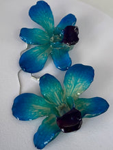 Load image into Gallery viewer, Real Flower Orchid Petal Earrings – Vibrant Round Blue Flower Botanical Jewelry Miscellaneous
