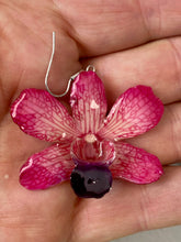 Load image into Gallery viewer, Real Flower Orchid Petal Earrings – Vibrant Round Flower Botanical Jewelry

