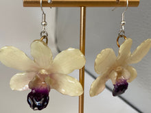 Load image into Gallery viewer, Real Flower Orchid Petal Earrings – Vibrant Round White Flower Botanical Jewelry
