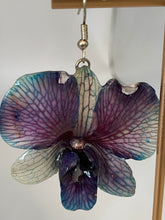 Load image into Gallery viewer, Real Flower Orchid Petal Earrings – Vibrant Round Flower Botanical Jewelry
