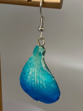 Load image into Gallery viewer, Real Flower Orchid Petal Earrings – Vibrant Blue Resin Botanical
