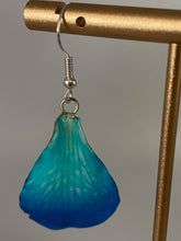 Load image into Gallery viewer, Real Flower Orchid Petal Earrings – Vibrant Blue Resin Botanical
