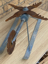 Load image into Gallery viewer, Scrap Metal Helicopter Art &amp; Wine Bottle Holder | Unique Upcycled Auto Part Sculpture | Mens Shed Decor, Bar Accessory, Garden Art

