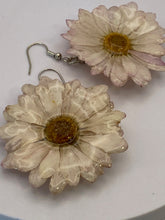 Load image into Gallery viewer, Real Flower Orchid Petal Earrings – Vibrant Creame Round Flower Botanical Jewelry
