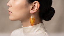 Load image into Gallery viewer, Real Orchid Petal Earrings – Vibrant Purple &amp; Blue Resin
