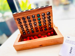 4 IN A ROW GAME Connect four board game with marbles-ready for travel.