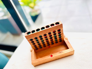 4 IN A ROW GAME Connect four board game with marbles-ready for travel.