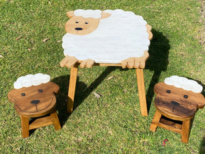 Children’s wooden sheep lamb table Shaun the Sheep theme