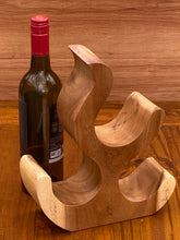 Load image into Gallery viewer, Fathers Day giftf Wine Rack Carved Wood 3 bottle Wine Storage-Acacia Wood handcrafted
