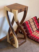 Load image into Gallery viewer, Side table 76cm Acacia Wood intricate swirl design Side Table, Corner Table, Bar stool stained.
