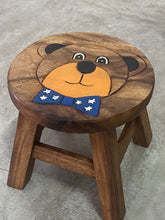 Load image into Gallery viewer, Children&#39;s Wooden Stool BEAR face Toddlers Step sitting Stool.
