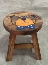 Load image into Gallery viewer, Children&#39;s Wooden Stool BEAR face Toddlers Step sitting Stool.
