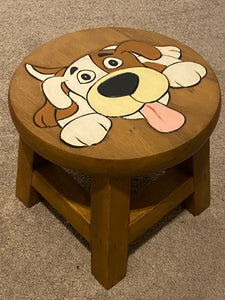 Children's Wooden Stool Puppy Dog Themed Chair Toddlers Step sitting Stool
