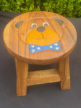 Load image into Gallery viewer, Children&#39;s Wooden Stool Teddy BEAR Chair Toddlers Step sitting Stool
