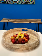 Load image into Gallery viewer, Wooden Round Fruit Bowl Serving Board Tray Platter-Large 60 cm across
