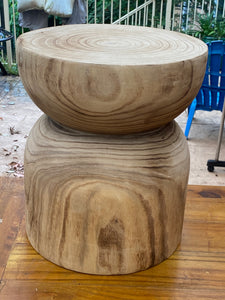 Side timber drinks Table, Stool or Plant pot of Paulownia wood - Mushroom hourglass design_Model 01