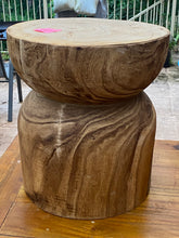 Load image into Gallery viewer, Copy of Side timber drinks Table, Stool or Plant pot of Paulownia wood - Mushroom hourglass design_Model 10
