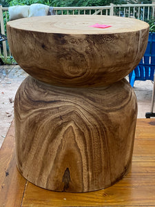 Copy of Side timber drinks Table, Stool or Plant pot of Paulownia wood - Mushroom hourglass design_Model 10