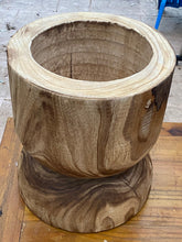 Load image into Gallery viewer, Side timber drinks Table, Stool or Plant pot of Paulownia wood - Mushroom hourglass design_Model17

