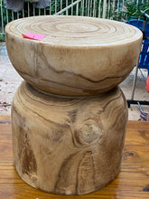Load image into Gallery viewer, Side timber drinks Table, Stool or Plant pot of Paulownia wood - Mushroom hourglass design_Model18
