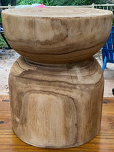 Load image into Gallery viewer, Side timber drinks Table, Stool or Plant pot of Paulownia wood - Mushroom hourglass design_Model17
