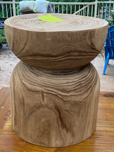 Load image into Gallery viewer, Side timber drinks Table, Stool or Plant pot of Paulownia wood - Mushroom hourglass design_Model77
