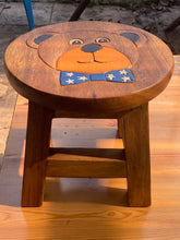 Load image into Gallery viewer, Children&#39;s Wooden Stool BEAR face Toddlers Step sitting Stool.
