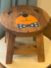 Load image into Gallery viewer, Children&#39;s Wooden Stool BEAR face Toddlers Step sitting Stool.
