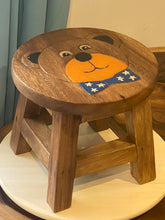 Load image into Gallery viewer, Children&#39;s Wooden Stool BEAR face Toddlers Step sitting Stool.
