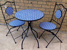 Load image into Gallery viewer, Outdoor Table And Chairs Set Mosaic Bistro Setting Balcony Garden Furniture 3pcs _Blue

