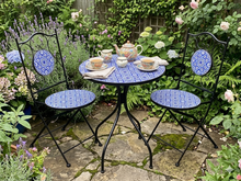 Load image into Gallery viewer, Outdoor Table And Chairs Set Mosaic Bistro Setting Balcony Garden Furniture 3pcs _Blue
