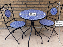 Load image into Gallery viewer, Outdoor Table And Chairs Set Mosaic Bistro Setting Balcony Garden Furniture 3pcs _Blue
