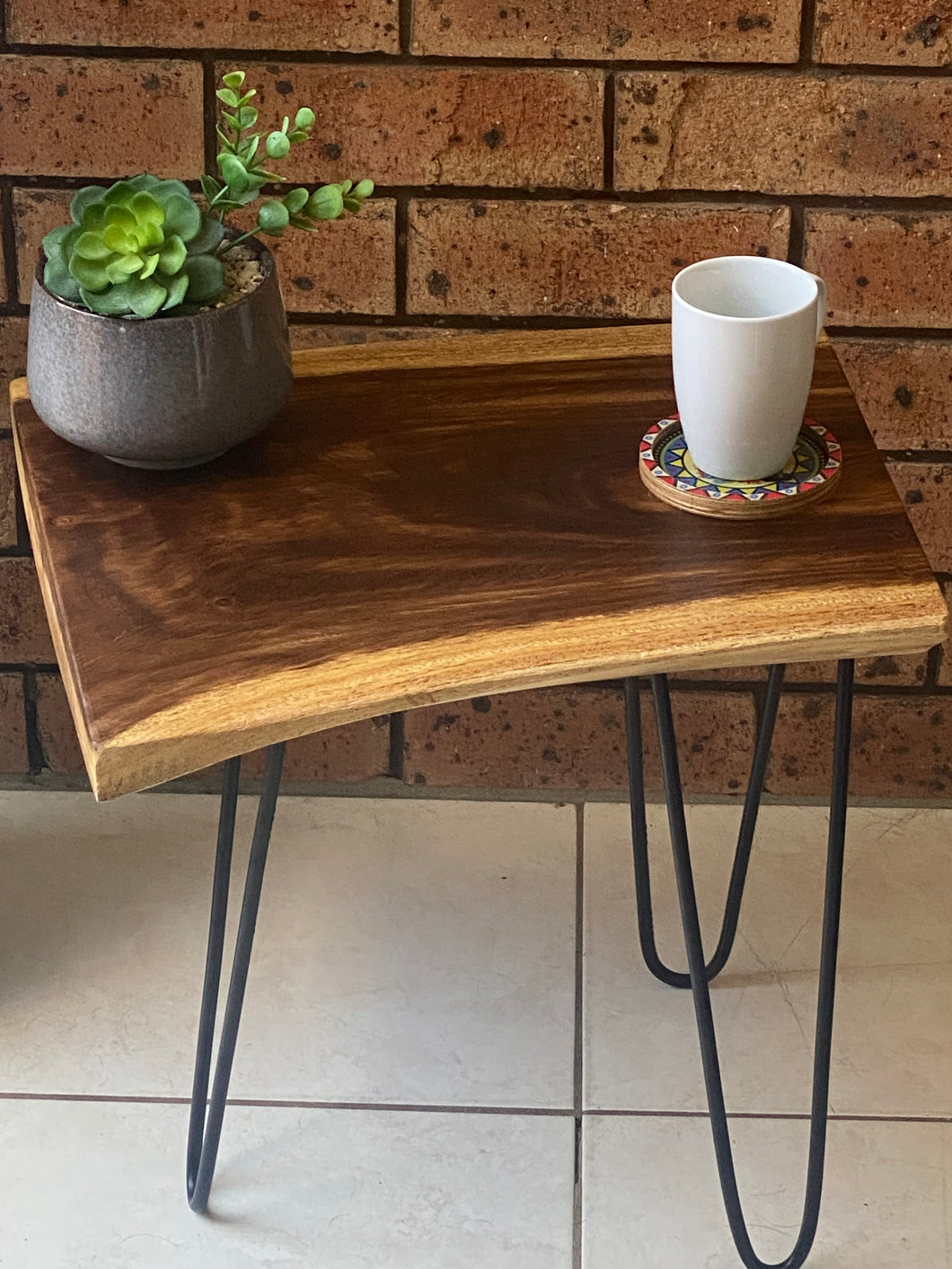 Bedside Table- Live Edge natural Wooden Side Table / Corner Table / Plant or book Stand Raintree Wood-OS56 model