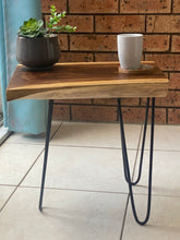 Load image into Gallery viewer, Bedside Table- Live Edge natural Wooden Side Table / Corner Table / Plant or book Stand Raintree Wood-OS56 model
