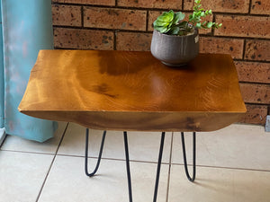 Bedside Table- Live Edge natural Wooden Side Table / Corner Table / Plant or book Stand Raintree Wood-OS60 model