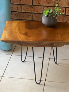 Bedside Table- Live Edge natural Wooden Side Table / Corner Table / Plant or book Stand Raintree Wood-OS60 model