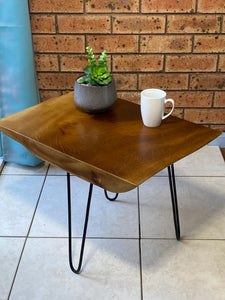 Bedside Table- Live Edge natural Wooden Side Table / Corner Table / Plant or book Stand Raintree Wood-OS60 model