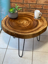 Load image into Gallery viewer, Coffee Table- round Live Edge natural Wooden Side Table / Corner Table / Plant or book Stand Raintree Wood-OS54 model
