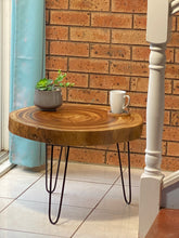 Load image into Gallery viewer, Coffee Table- round Live Edge natural Wooden Side Table / Corner Table / Plant or book Stand Raintree Wood-OS54 model
