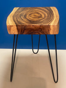 Bedside Table- Live Edge natural Wooden Side Table / Corner Table / Plant or book Stand Raintree Wood-OS 62 model